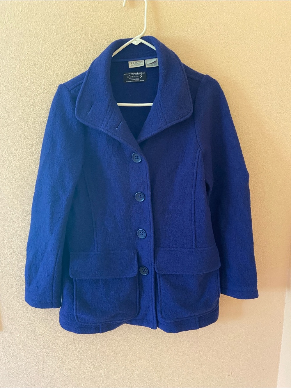 Women’s Classic L.L. Bean Peacoat, Bellandi Made in Italy, 100% Wool, Size Small